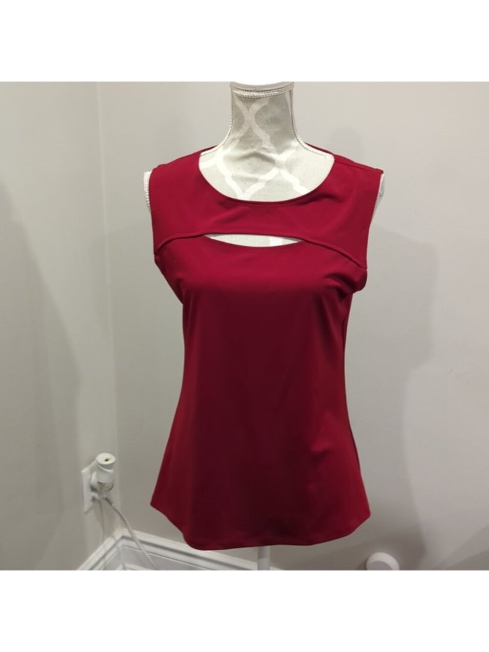 Periphery Cranberry Color Cut Out Sleeveless Top